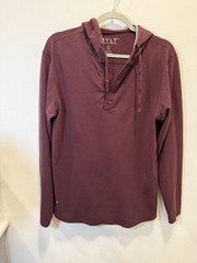 BYLT DROP CUT Hooded Henley Lux Men’s [Size M] Burgundy