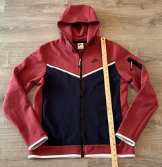 Nike Tech Fleece Full-Zip Hoodie White/Red/Navy Blue Men’s Size Medium