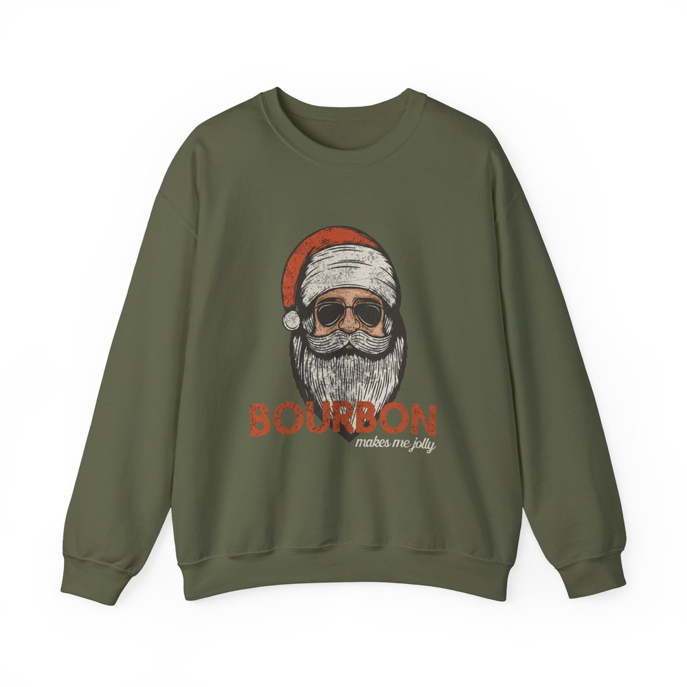 Bourbon Santa Crewneck Sweatshirt | Retro Hipster Santa