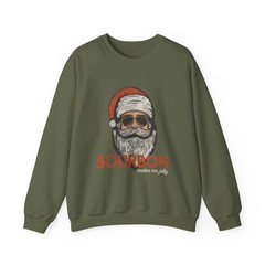 Bourbon Santa Crewneck Sweatshirt | Retro Hipster Santa