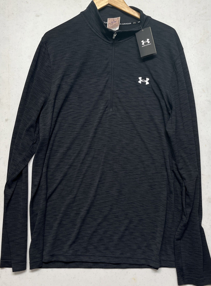 Under Armour Mens Size 2XL Fitted Black Seamless Half Zip Pullover NEW Tags