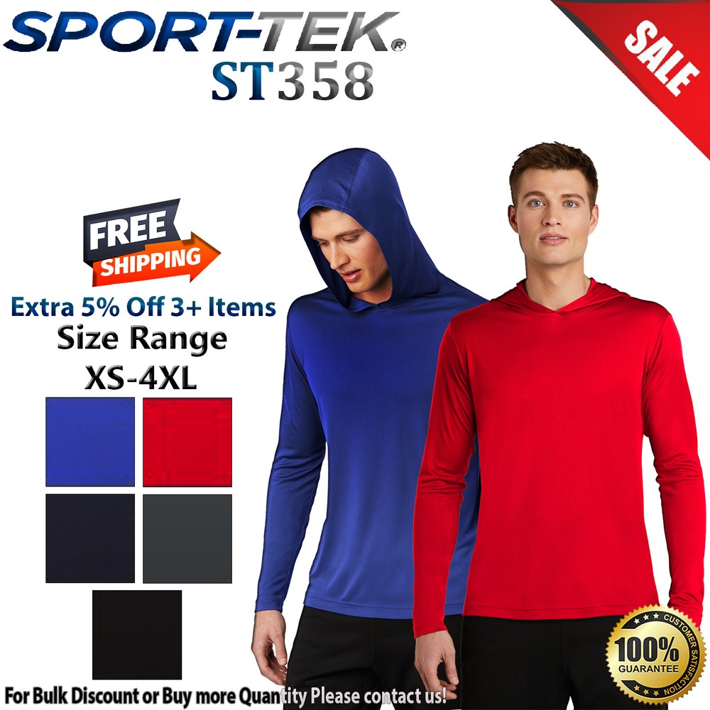 Sport-Tek ST358 Mens Long Sleeve Dri-Fit Lightweight Competitor Hooded Pullover