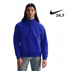 Nike 24.7 Mens Dri-FIT 1/2-Zip Soft Fleece Pullover Top Royal Blue M L