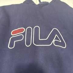FILA HOODIE navy blue red white classic spellout logo adult Size Medium/50