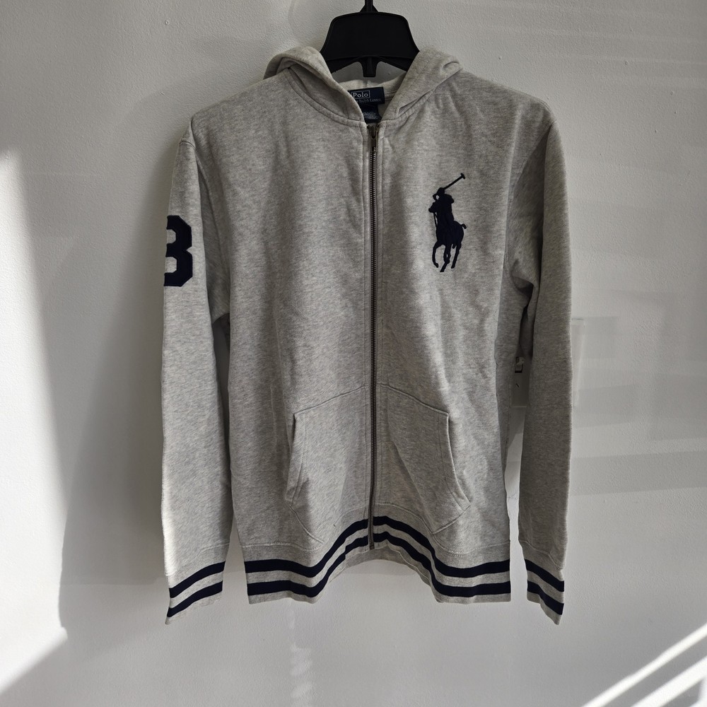 Polo Ralph Lauren full-zip Big Kids hoodie light heather gray Size XL(18-20)