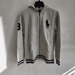 Polo Ralph Lauren full-zip Big Kids hoodie light heather gray Size XL(18-20)