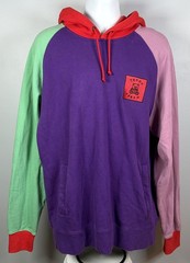 Teddy Fresh Purple Green Red Pullover Hoodie Open Pockets Drawstring Embroidered