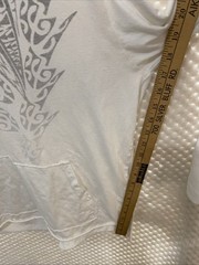 Maori Hook Mens Hoodie Pullover Sweatshirt Pockets White Gray Sz M With Pouch