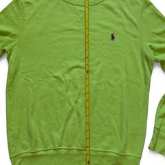 Polo Ralph Lauren Mens Lime Green Crewneck Sweatshirt Purple Pony Logo Size M
