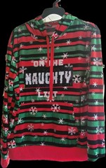 Christmas Outfit Hoodie/Joggers XXL Naughty/Nice Sequin Holiday Party