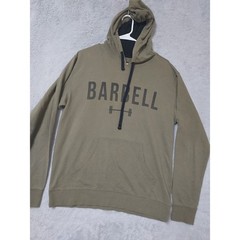 Barbell Hoodie Mens Medium Olive Green Hoodie Gym Workout Sweatshirt Drawstring