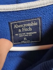 Abercrombie Fitch Blue Hoodie Sweatshirt Spellout Stitched Raised Letter XL