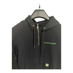 John Deere Men’s Quarter Zip Hoodie Heavyweight Pullover Black Size Large