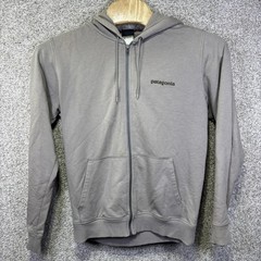 Patagonia Hoodie Mens Medium Gray Organic Cotton Full Zip Front Logo Sweatshirt