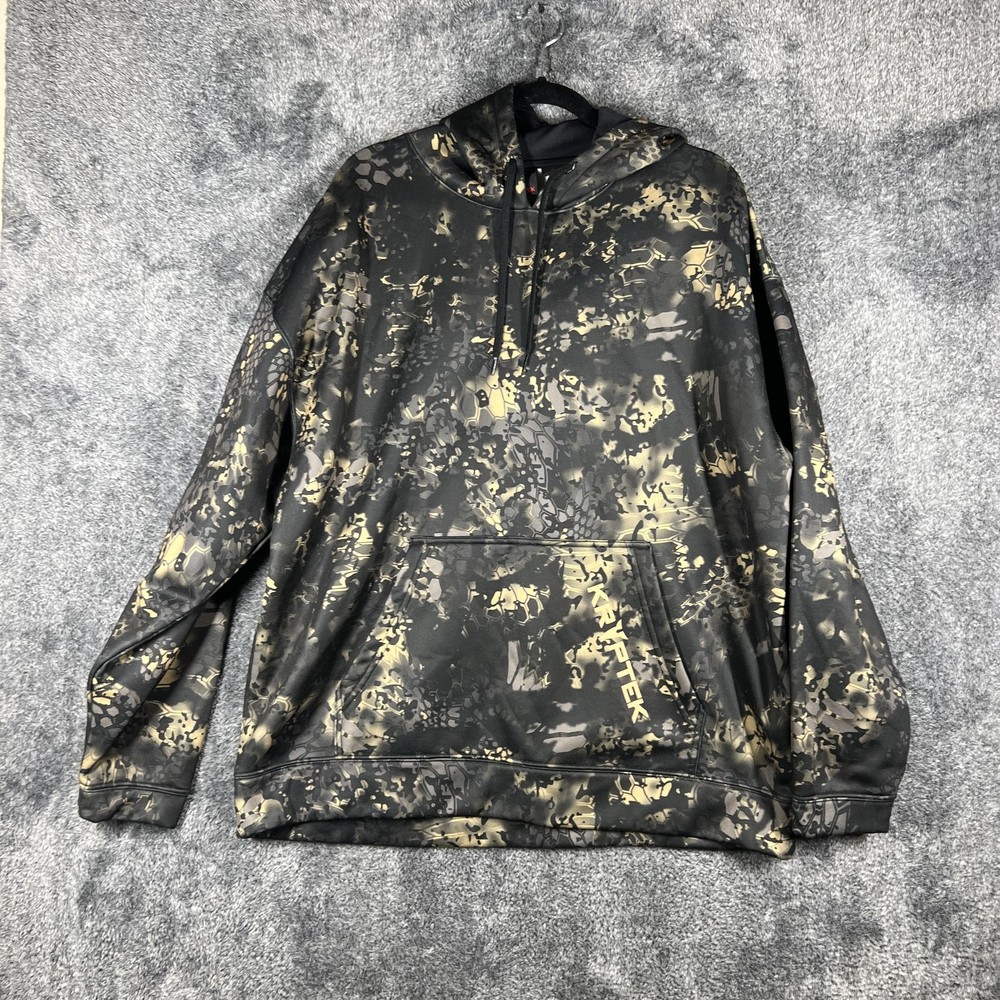 Kryptek Hoodie Mens XL Black Pullover 1/4 Zip Lined Fleece Pockets Camouflage