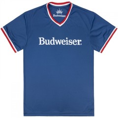 Budweiser Brewery Stamp Front and Back Contrast V-Neck Jersey Blue