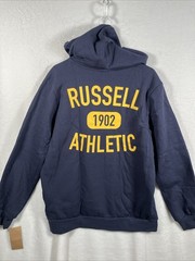 Russell Athletic Full Zip Hoodie Jacket Navy Blue Mens Medium 1902 Logo NWT
