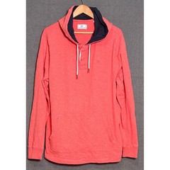 Southern Tide Mens XL Coral Pink Henley Hoodie Long Sleeve Cotton Pullover Shirt