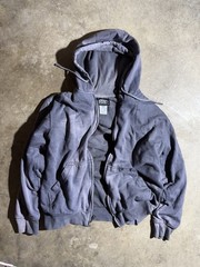 Y2K 22000S SUN FADED THERMAL FULL ZIP HOODIE PURPLE WASH BOXY FIT SIZE LARGE