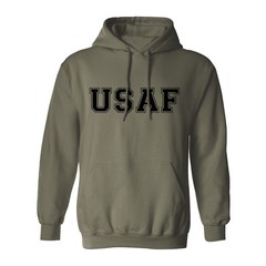 “USAF” Air Force Hooded Sweatshirt in Military Green – Adult Small to 5X-Large