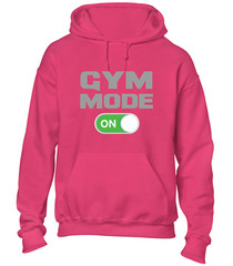 GYM MODE ON HOODY HOODIE TRAINING TOP BODYBUILDING FITNESS WEIGHTS