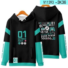 Kawaii Hatsune Miku Cartoon Anime Winter Hoodie 3D Printed Zipper Cardigan Hood