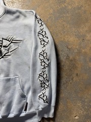 Vintage Light Blue Sapphire Lounge Y2K Grunge Tribal Hoodie Sweatshirt-Size M