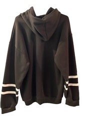 Friends Hoodie Size L Solid Black White Stripes TV Show 90s Comedy Logo
