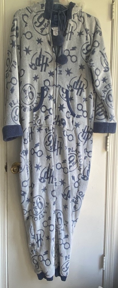 Harry Potter Hogwarts Fleece Bodysuit Pajamas Size Large
