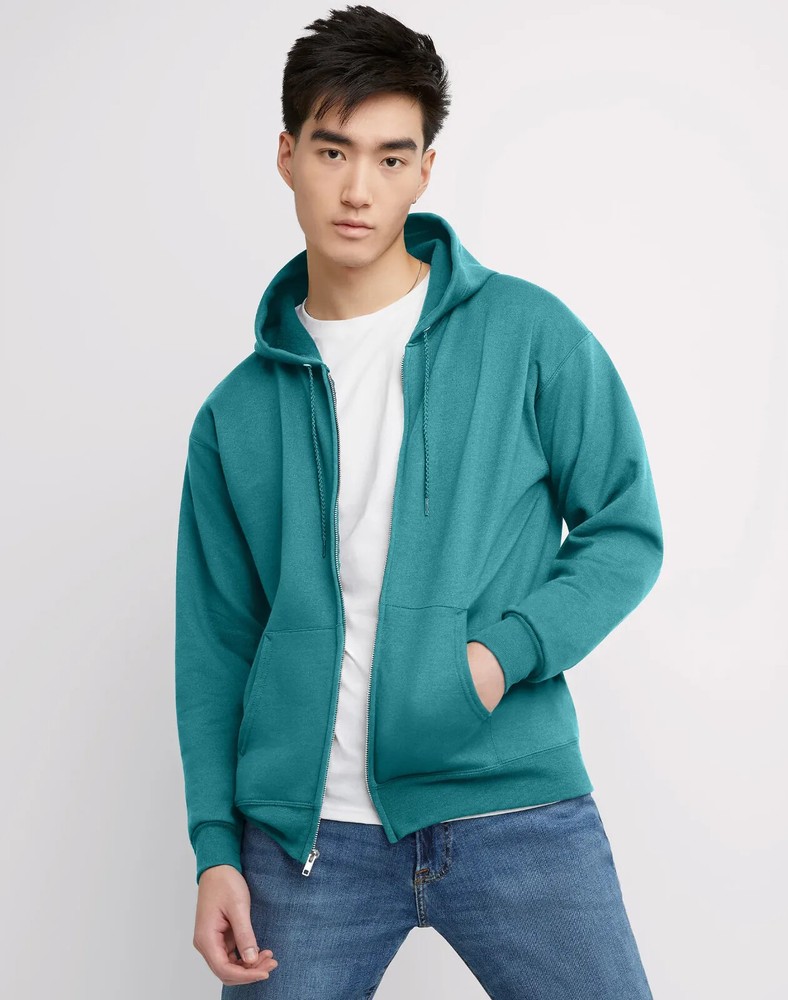 Hanes Full Zip Hoodie Sweatshirt Mens ComfortBlend EcoSmart Hood Pockets S-3XL