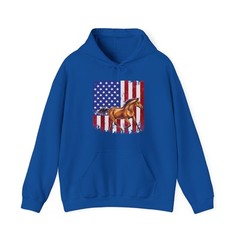 Horse American Flag Hoodie, Horseback Riding Equestrian Women Men Hoodie