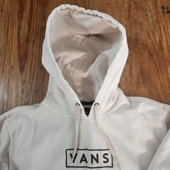 Vans Mineral Wash Pullover Hoodie Oatmeal White Mens Sz Med Embroidered Spellout