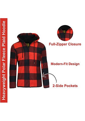 BLUE ROCK GALAXY J. COME MEN’S MODERN FIT HEAVYWEIGHT POLAR FLEECE PLAID – RED