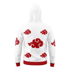 Akatsuki White Masked Hoodie – Red Cloud Anime Pullover, Cosplay Gift