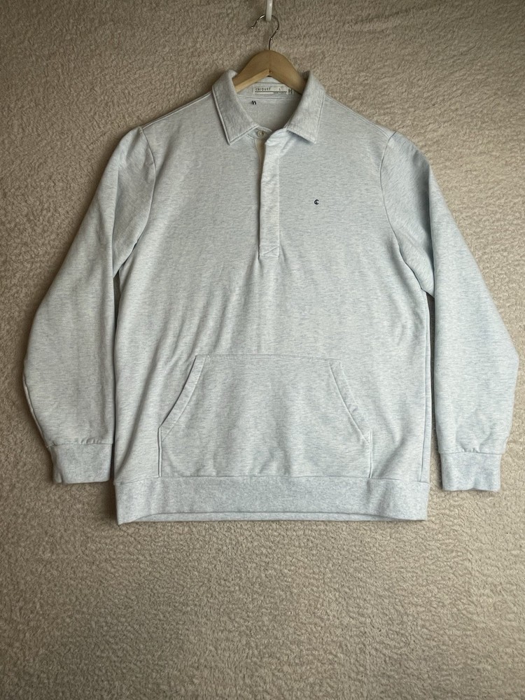 Criquet Collared Sweatshirt Men’s Large Heather Ice Blue Cotton Stretch Fleece