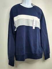 Goodfellow Men Big & Tall 2XL Pull over Blue w/White Grey Stripe Sweatshirt NWT