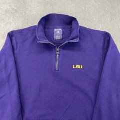 LSU Tigers Antigua Mens Large Purple Quarter 1/4 Zip Pullover Fleece Sweatshirt