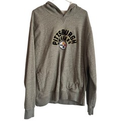 NFL Team Apparel STEELERS Football Hoodie Size XL Gray, Embroidered Puffy Logo