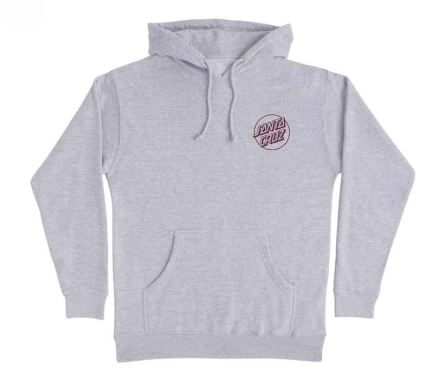SANTA CRUZ OPUS DOT Men’s Pullover Hoodie – GRY HTHR/DEEP RED – Medium – NWT