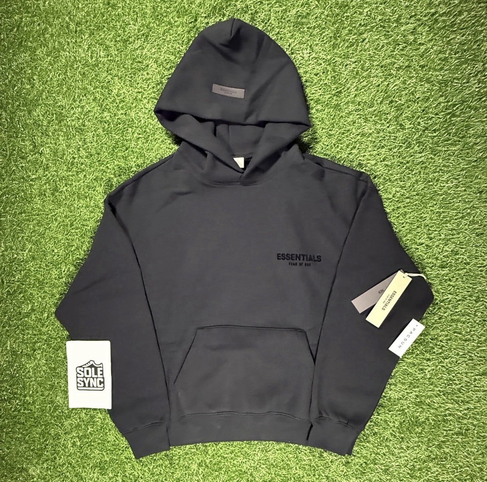 Fear of God Essentials Hoodie SS22 Stretch Limo Black – 100% Authentic Size L
