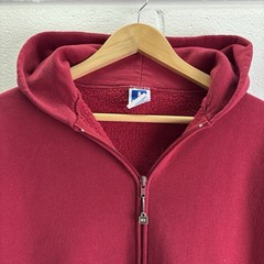 Vintage Russell Athletic full-zip fleece hoodie brick red colorway size XL