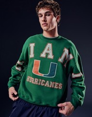 Hollister University of Miami Hurricanes Boxy Graphic Crew Sweatshirt Size M NWT
