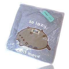 Pusheen The Cat “So Lazy Can’t Move” Grey Hoodie Sweatshirt, Size Large, New