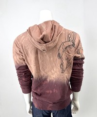 Key Closet Burgundy Full Zip Y2K Tie Dye Distressed Graphic Hoodie LG Dead Stock