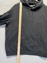 PUMA Hoodie Men Large Black Embossed Logo Cotton Fleece Lined Ribbed Trim Winter
