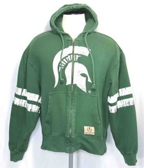 Izod Collegiate Michigan State Spartans Green Zippered Hoodie Mens Size Large