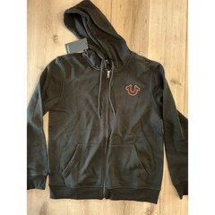 True Religion Distressed HS Zip Hoodie Jet Black Size Large New With Tags