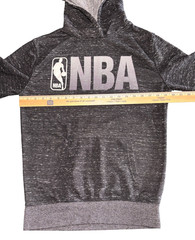 NBA Basketball Logo Black Marled Hooded Sweatshirt Pocket Mens Small