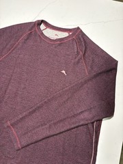 Tommy Bahama Sweatshirt Mens L Coral Pink Cotton Crewneck Pullover Logo Boxy