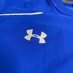Under Armour All Season Gear Loose Blue Pull Over Mens Small 1/4 zip Embroidered